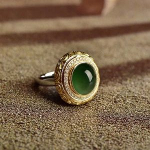 Tahi 446 - Nhẫn nữ đá Emerald đá nhỏ full đá tấm