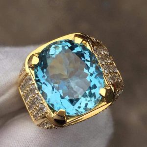 Tahi 521 - Nhẫn nam đá Aquamarine size lớn
