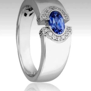 Tahi 523 - Nhẫn nam đá Sapphire oval