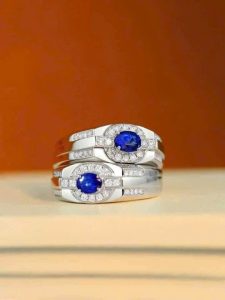 Tahi 524 - Nhẫn nam đá Sapphire đính Kim cương