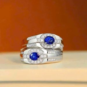 Tahi 524 - Nhẫn nam đá Sapphire đính Kim cương