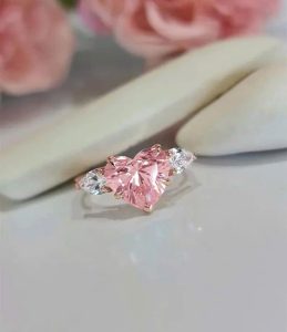 Tahi 451 - Nhẫn nữ Đính Hôn Đá Hồng Trái Tim