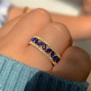 Tahi 455 - Nhẫn nữ đá quý Sapphire Marquise