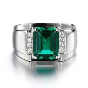 Tahi 561 - Nhẫn nam đá Emerald viền Kim cương