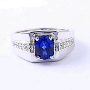 Tahi 571 - Nhẫn nam đá Sapphire oval