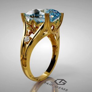 Nhẫn nữ đá quý Topaz xanh - Tahi 7595