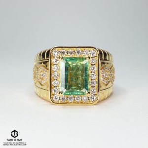 Nhẫn Emerald Nam vàng 18k Kim Cương - Tahi 7517