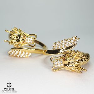 Nhẫn đôi Kim Long kết Kim cương tấm - Tahi 7646