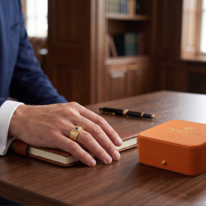 Nhẫn nam Càn long Sapphie vàng 14k - Tahi 7642