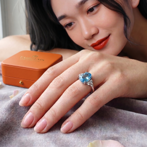 Nhẫn Nữ bạc đá Topaz Xanh - Tahi 7640