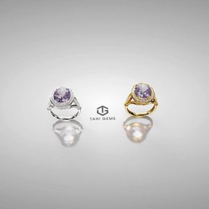 Nhẫn nữ Thạch anh tím vàng 18k đính Kim cương tấm - Tahi 7681