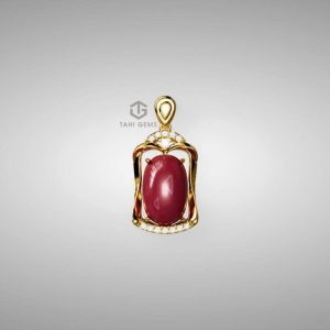 Mặt dây đá quý Ruby kết hợp Kim cương tấm - Tahi 7689