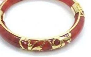 Vòng tay bạch ngọc Jadeit họa tiết Vàng - Tahi 7690