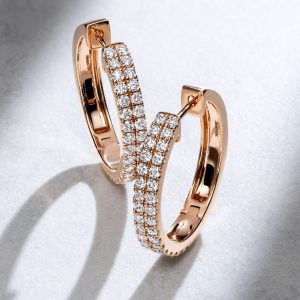 Tahi 316 - Bông tai 2 dải Kim cương vòng tròn