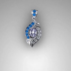 Tahi 344 - Mặt dây chuyền đá Amethyst Sapphire tấm và Kim cương tấm