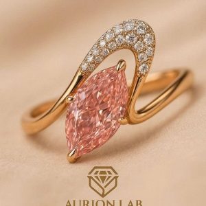 Tahi 503 - Nhẫn nữ đá quý Tourmaline hạt thóc viền Kim cương