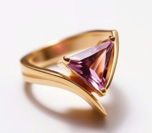 Tahi 504 - Nhẫn nữ đá quý Thạch anh tím tam giác