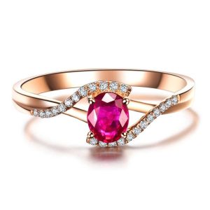 Tahi 508 - Nhẫn nữ đá quý Ruby tròn viền Kim cương