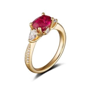 Tahi 509 - Nhẫn nữ đá quý Ruby 6 chấu vàng