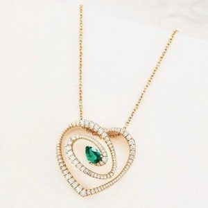 Tahi 350 - Mặt dây chuyền trái tim đá quý Emerald