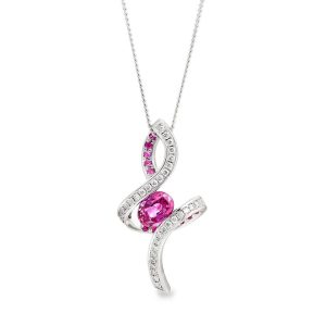 Tahi 359 - Mặt dây chuyền đá quý Ruby hồng xoắn quanh kết đá tấm