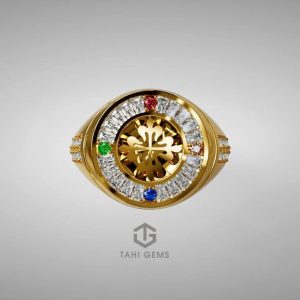 Nhẫn nam Kim tiền đá quý Peridot - Tahi 7695