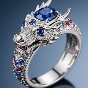 Tahi 578 - Nhẫn nam hình Rồng đá Sapphire