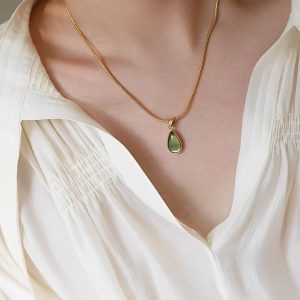 Tahi 401 - Dây chuyền giọt nước Green Tourmaline
