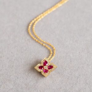 Tahi 405 - Dây chuyền đá Ruby bông hoa