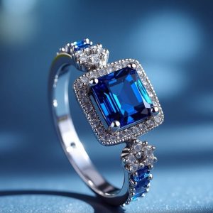 Tahi 544 - Nhẫn nữ Halo Sapphire full đá tấm