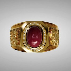 Nhẫn nam rồng phượng đá quý Ruby- Tahi 7780